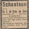 Advertentie 1933 schaatsenmaker Luurtze de Vries, Leeuwarden