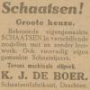 Advertentie 1927 schaatsenmaker K.J.de Boer, Drachten