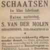 Advertentie 1937 schaatsenmaker S. v.d. Molen, Drachten