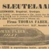 Advertentie 1888 schaatsen Thomas Faber schaatsenverkoper L.H.Sleutelaar, IJlst