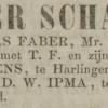 Advertentie 1855 schaatsenmaker J.T. Faber, IJlst