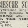 Advertentie 1853 schaatsenmaker J.T. Faber, IJlst