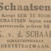 Advertentie 1928 schaatsenmaker K. van der Schaaf, Beetsterzwaag