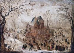 Winterlandschap met koek en zopie, ijsgezicht | Schilderijen Site